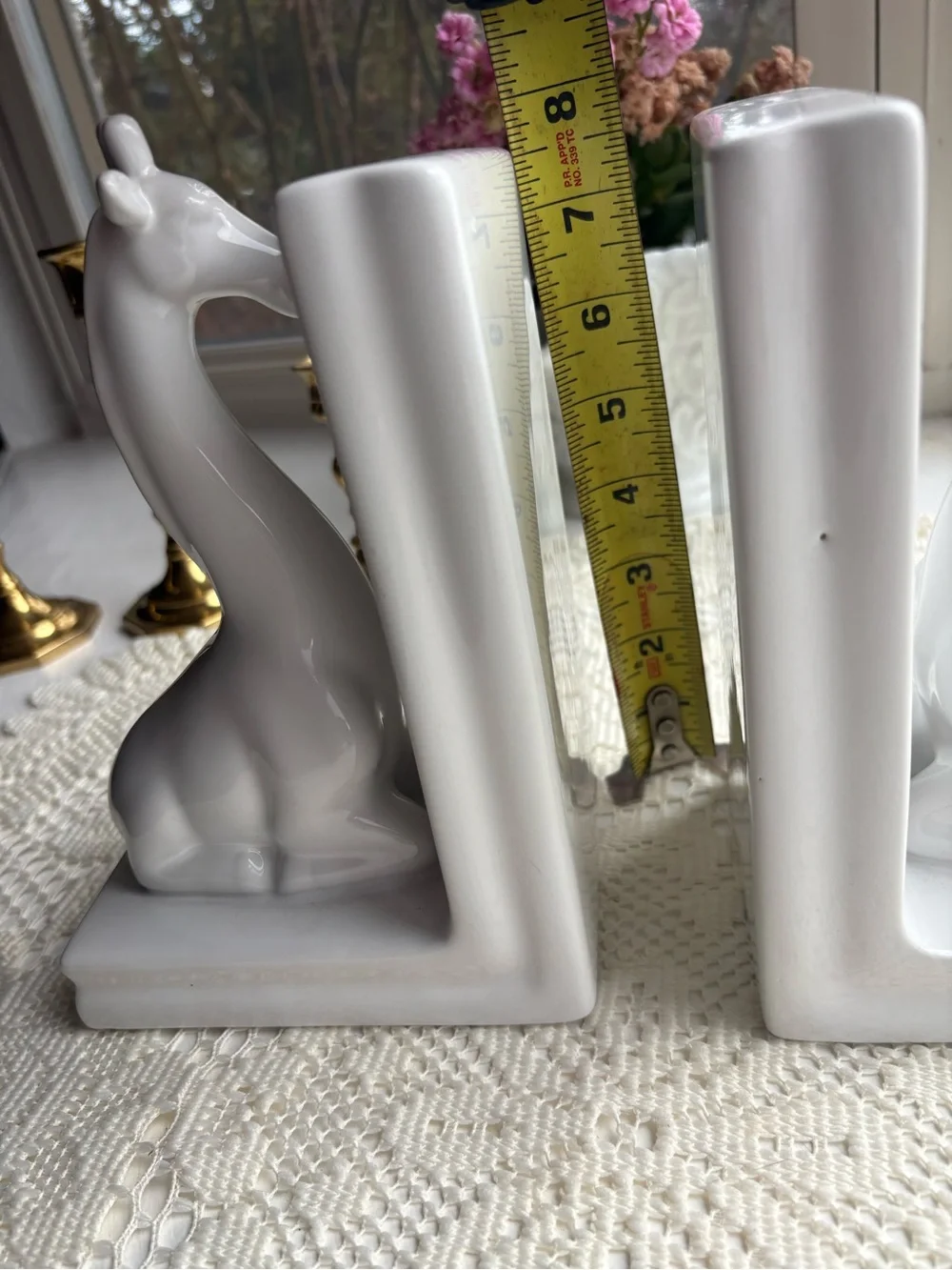White Ceramic giraffe Bookends - Elegant Home Accent
